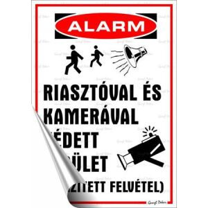 Riasztó és Kamera Figyelmeztető Matrica - 25x17,5 cm 139305366 - Figyelmeztető matrica
