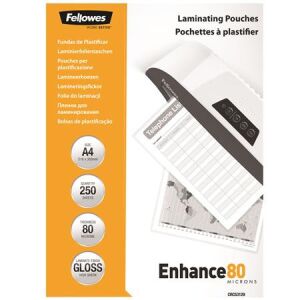 Fellowes A4 Lamináló Fólia - 80 mikron, Fényes, 250 db 139305496 - Lamináló fólia