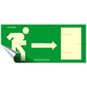 Fluoreszkáló Menekülési Irány Matrica - Jobbra, 25x11,5 cm 139306394 - Figyelmeztető matrica
