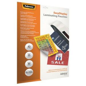 FELLOWES Admire Easy Display A3 Lamináló Fólia - 80 mikron, Öntapadó, 25 db 139309536 - Lamináló fólia