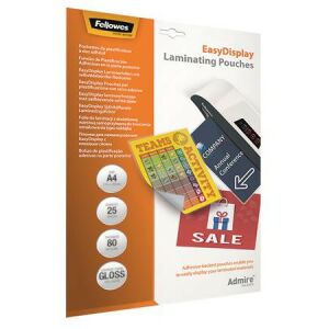 Fellowes Admire Easy Display Lamináló Fólia - A4, 80 mikron, Öntapadó, 25 db 139309106 - Lamináló fólia