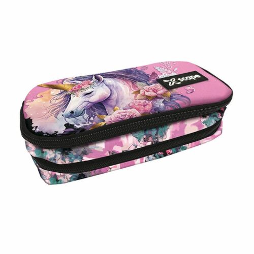 Xscape Unicorn Oval Federtasche, rosa florales Design