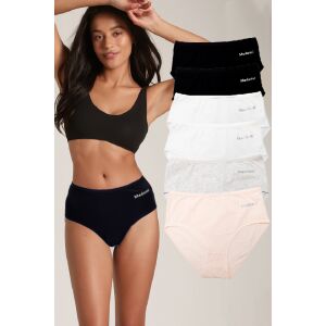 Chiloți de bumbac cu talie înaltă Medoosi, culori asortate, purtați de model - Îmbrăcăminte pentru femei