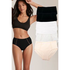 Set lenjerie intimă din bumbac cu talie înaltă Dollcini pentru femei, multicolor, pachet de 6 bucăți - Îmbrăcăminte pentru femei