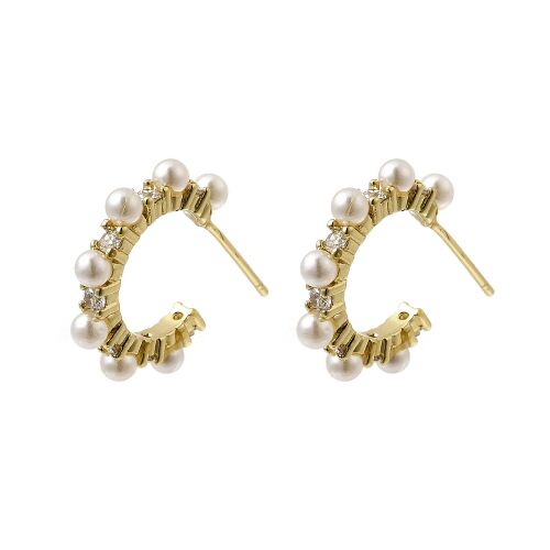 Naušnice od 18K zlata s biserima i prozirnim cirkonom 139312062