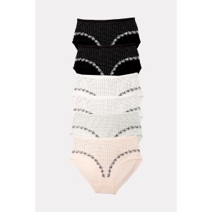 Dollcini, Magas derekú női bugyi, 95% Pamut + Spandex-Többszínű, 6 db-os Csomag, ZZC_69482_XXXL