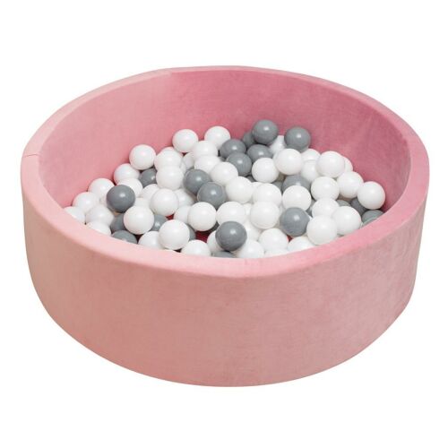 Ecobee rózsaszín labdamedence fehér és szürke labdákkal