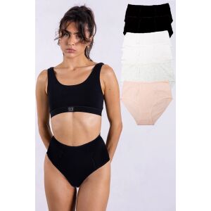 Dollcini, Majtki z wysokim stanem, 95% bawełna + elastan, jednolity kolor, zestaw 6 sztuk, ZZC_8922_4XL