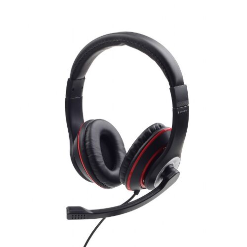 Gembird MHS-03-BKRD Sztereó Headset mikrofonnal - Fekete/Piros