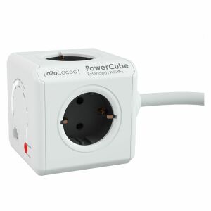 Allocacoc PowerCube Extended WiFi elosztó 4 aljzattal, fehér és fekete - Allocacoc