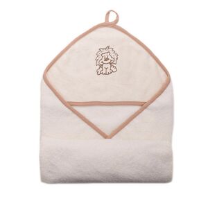 Stella - Hímzett Kapucnis Fürdőlepedő Oroszlánnal és Fürdetőkesztyű - 80x80cm, Drapp 139333888 - Baba Fürdetés & Ápolás