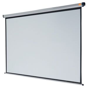 Szögletes nézet a Nobo 175x132,5cm-es falra szerelt vetítővászonról - Nobo