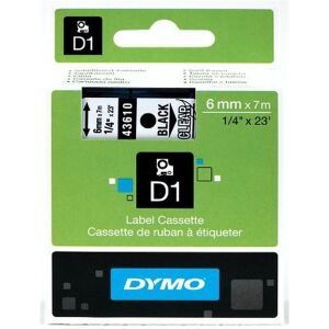 Dymo D1 6mmx7m fekete/áttetsző feliratozógép szalag 139336867 - Dymo