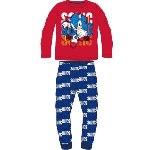 Sonic the Hedgehog Schlafanzug Set, Größe 4-5 Jahre, mit rotem Langarm-Oberteil und blauer Hose mit Sonic-Print - Sonic