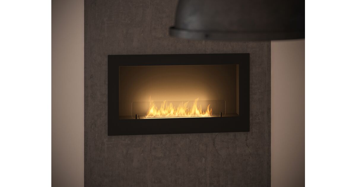 Semineu cu Bioetanol Inside 900 by INFIRE, 900 x 500 x 160 mm, Central, Incorporabil, cu Sticla termorezistenta si accesorii incluse, Otel, Negru 139339238