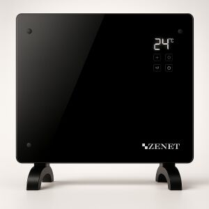Zenet ZET-523 fekete üveg konvektor, fűtőpanel, 1000W | Fekete üveg fűtőpanel távirányítóval