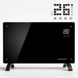 Zenet ZET-530 Elektrický sklenený konvektorový ohrievač, vykurovací panel, 2000 W | Sklenený panelový ohrievač s diaľkovým ovládaním