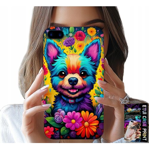 World Case iPhone 7 Plus tok színes virágos kutya mintával 