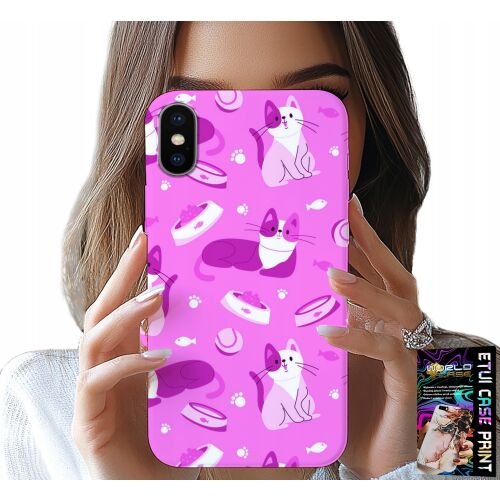 TOK iPhone X/XS tok rózsaszín macska mintával 