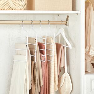 SONGMICS 5-szintes Helytakarékos Nadrágakasztó - 4 db, Fehér 139482583 - Vállfa és fogas