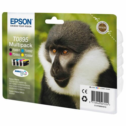 Epson Monkey Multipack 4 színű T0895 DURABrite Ultra Tinta, Eredeti, Tintapatron