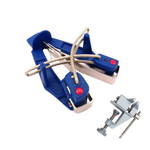 Ostrzałka do noży Sharp Easy i miniaturowy imadło żeliwne, zacisk stołowy, zestaw 2 w 1, niebiesko-szary