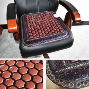 Poduszka na siedzenie z podgrzewanym jadeitem Arvada KingRelax na krześle, terapia podczerwienią, kamienie turmalinowe i germanowe - Masażer