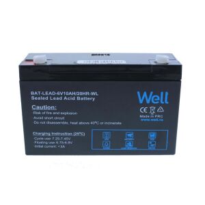 Well 6V 10AH Zárt savas ólom akkumulátor UPS-hez, riasztórendszerekhez - Akkumulátor