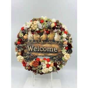 Farmos Üdvözlő Ajtódísz Csirkékkel - Ajtódísz