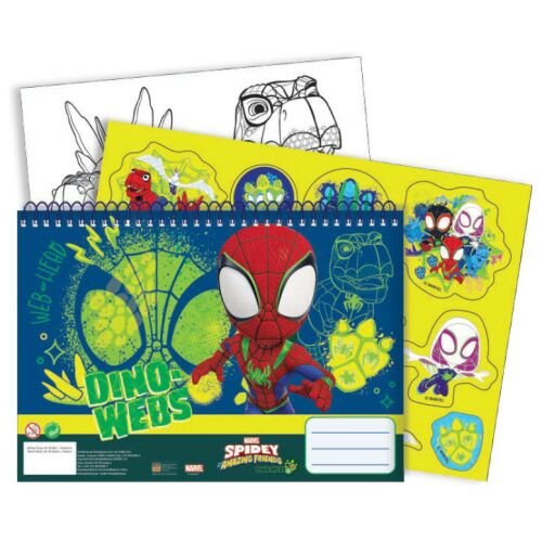 Pókember Spidey Dino-Webs A/4 Vázlatfüzet - 40 Lap, Matricákkal és Színezővel