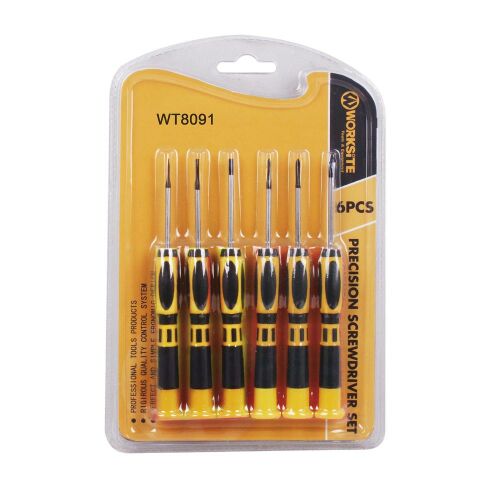 WORKSITE WT8091 6-piece precision screwdriver set with Phillips and flat heads for electronics repair