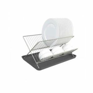 Kétszintes edényszárító - Fém/Műanyag - 36 cm - Fekete/Fehér 139511159 - Edényszárító