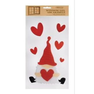 Yala Okenné gélové nálepky Škriatok a srdcia - Opakovane použiteľné nálepky na Valentína - Nálepky na okno