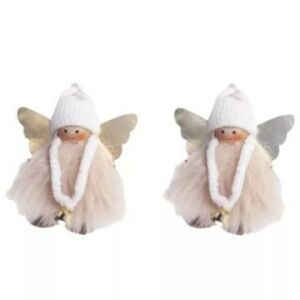 Înger textil cu agățătoare, 11 cm, decorațiune de Crăciun - Crăciun