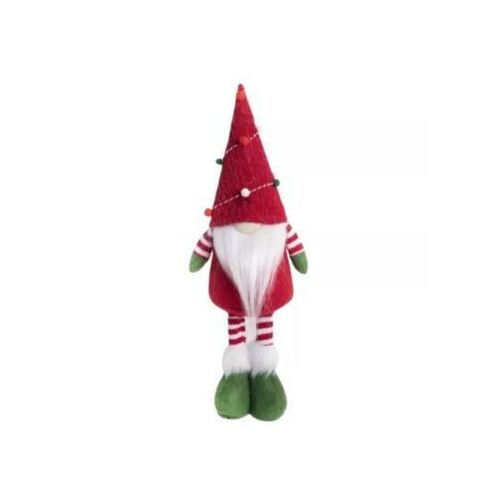 Czerwono-zielona dekoracja świąteczna z filcu, krasnal, 40 cm wysokości