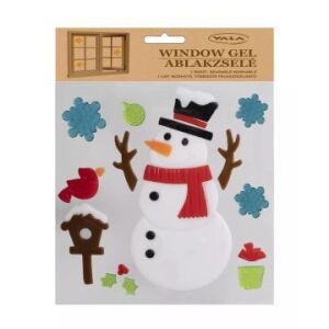 Yala Гел стикери за прозорци - Снежен човек и птица - Свалящи се и многократно използваеми коледни декорации - Стикер на прозореца