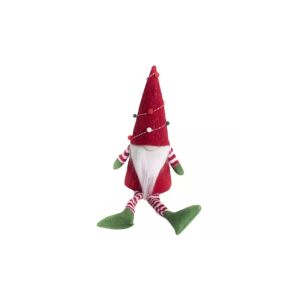 Weihnachtsgnom Dekoration - Rot-Grüner Filzgnom mit gestreiften Beinen - Weihnachten
