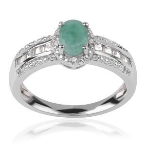 Ezüst Gyűrű Brazil Smaragddal és Fehér Topázzal - 1.01 Karát 139512519 - Női kiegészítő
