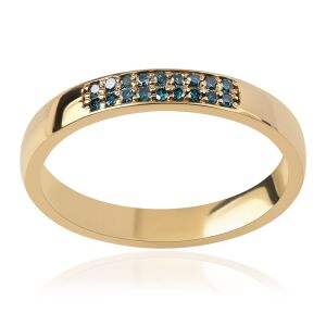 Arannyal Bevont Ezüst Gyűrű - 0.11 Karátos Kék Gyémánttal 139512558 - Divat & Öltözködés