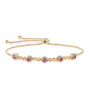 Arannyal Bevont Ezüst Karkötő Mozambiquei Rubinnal és Fehér Topázzal 139512573 - Női kiegészítő