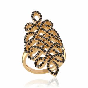 Arannyal Bevont Ezüst Gyűrű - 1.9 Karátos Fekete Spinellel 139512613 - Női kiegészítő