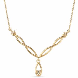 Aranyozott Ezüst Nyaklánc - Kék és Fehér Gyémántokkal 139512660 - Női kiegészítő