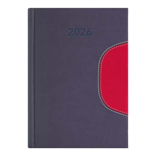 DAYLINER Memphis A5 napi naptár, szürke és piros borító, 2026-os kiadás - Naptár