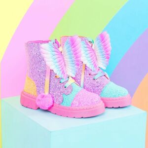 Madmia Booties, für Mädchen, mit Feenflügeln, Regenbogenglitzer, 34 EU