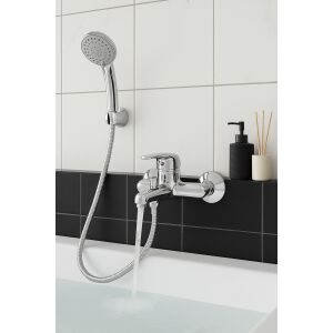 La Brocca SIENA P100C305 Badewannen- und Brausebatterie, Einhebelmischer, Wassersparend, Geräuscharm, Leicht zu reinigen und zu installieren, Sanitärmessing, Chromoberfläche