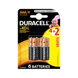 Duracell Basic R3 Batterien, AAA Alkaline 4+2 Stück