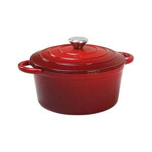 Piros zománcozott öntöttvas lábas fedővel, 6 literes - Fazék