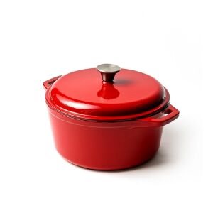 Piros zománcozott öntöttvas lábas fedővel - Főzőedény & Sütőedény