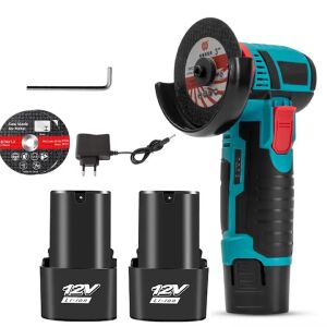 Macvi® 12V-os akkumulátoros sarokcsiszoló, 2 Li-Ion akkumulátor, fém tárcsa, töltő tartozék, hordozható mini Flex