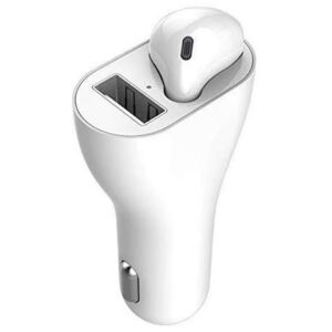 Macvi® autós töltő integrált Bluetooth-fejhallgatóval és 2 az 1-ben USB-porttal, kihangosítás és gyorstöltés